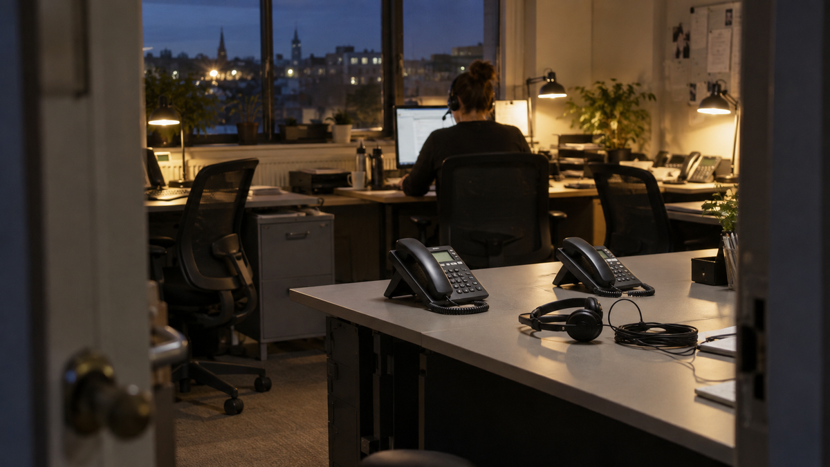 Synthetic representative editorial workplace scene with unbranded equipment, no readable customer data or logos; not a photograph of the named company or event.